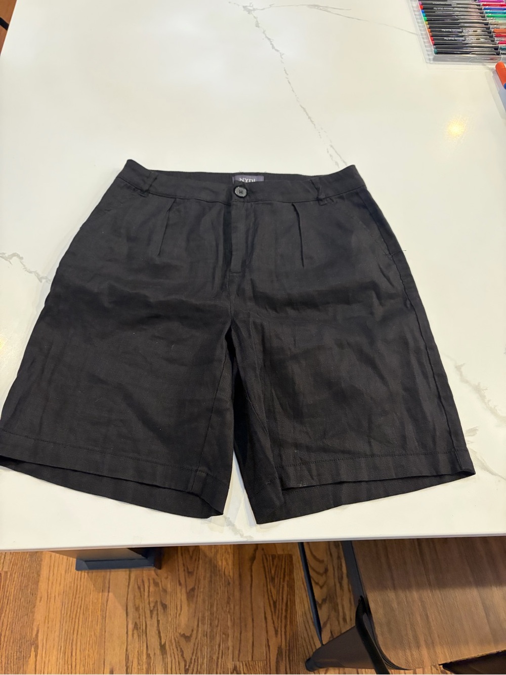 NYDJ Black Pleated Bermuda Shorts - Size 0